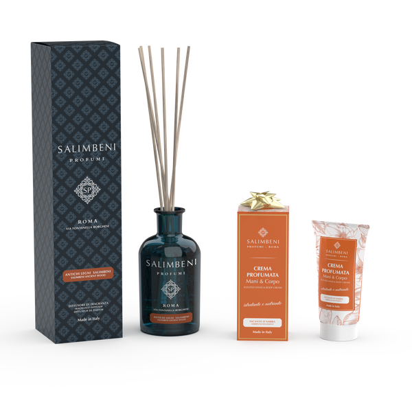 100ml Salimbeni edle Hölzer + 50ml parfümierte Hand- und Körpercreme Ihrer Wahl als kostenlose Probe
