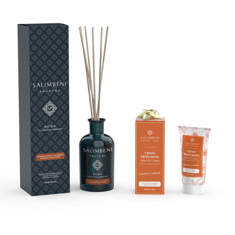 100ml Salimbeni edle Hölzer + 50ml parfümierte Hand- und Körpercreme Ihrer Wahl als kostenlose Probe