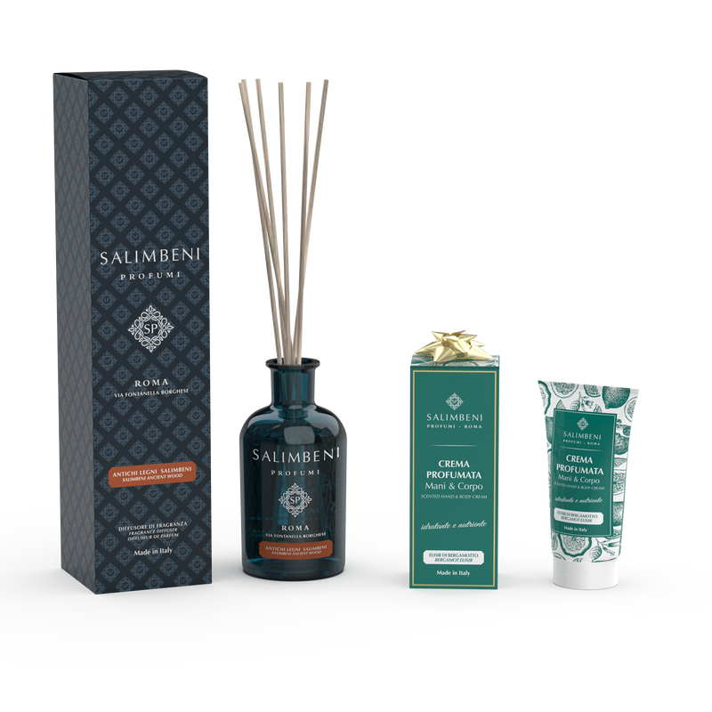 100ml Salimbeni edle Hölzer + 50ml parfümierte Hand- und Körpercreme Ihrer Wahl als kostenlose Probe