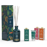 250ml Duftstäbchen Ihrer Wahl + drei 50ml parfümierte Hand- und Körpercremes als kostenlose Probe (Bergamotte Elixier + Verzauberung des Bernsteins + Gewürze von Byzanz)
