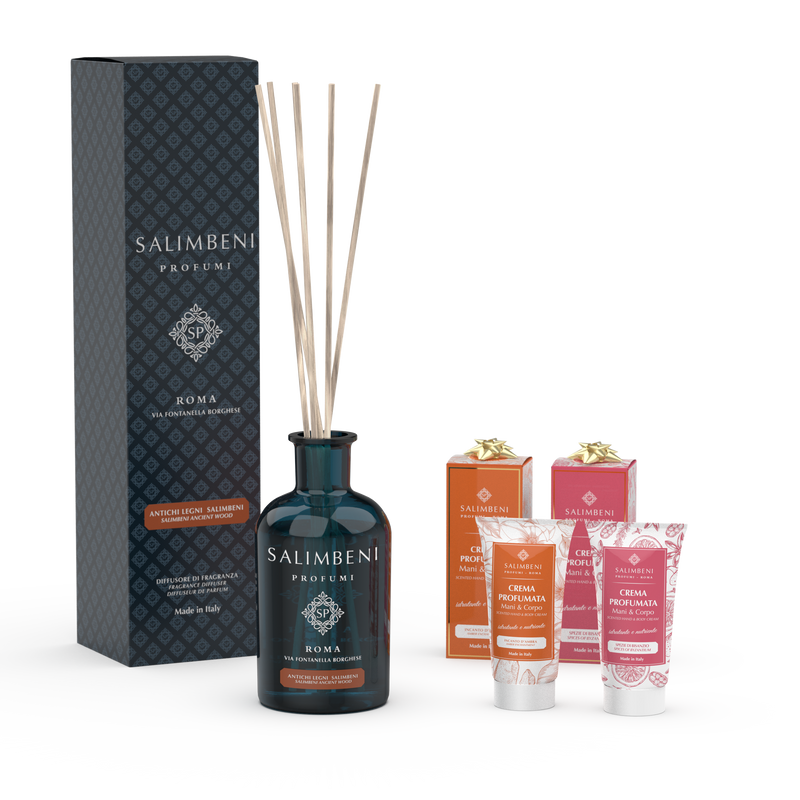 Salimbeni edle Hölzer 250ml + Zwei 50ml Parfümierte Cremes als kostenlose Probe