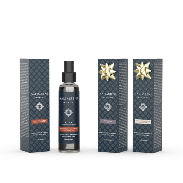 3  150ml Raumsprays (Salimbeni edle Hölzer + Feige von Elba als kostenlose Probe  + Seide und weißer Moschus als kostenlose Probe)