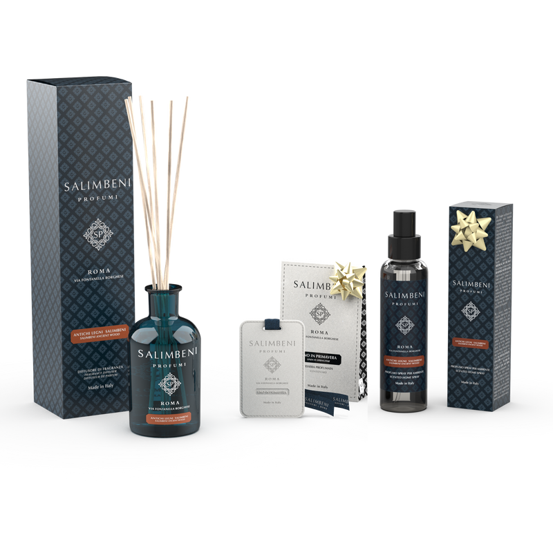 250ml Salimbeni edle Hölzer + Duftkarten für den Kleiderschrank (3 Stück) als kostenlose Probe + 150 ml Raumspray - Salimbeni edle Hölzer als kostenlose Probe