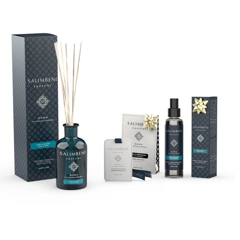 250ml  Blumenriviera + Duftkarten für den Kleiderschrank (3 Stück) als kostenlose Probe + 150 ml Raumspray -  Blumenriviera als kostenlose Probe