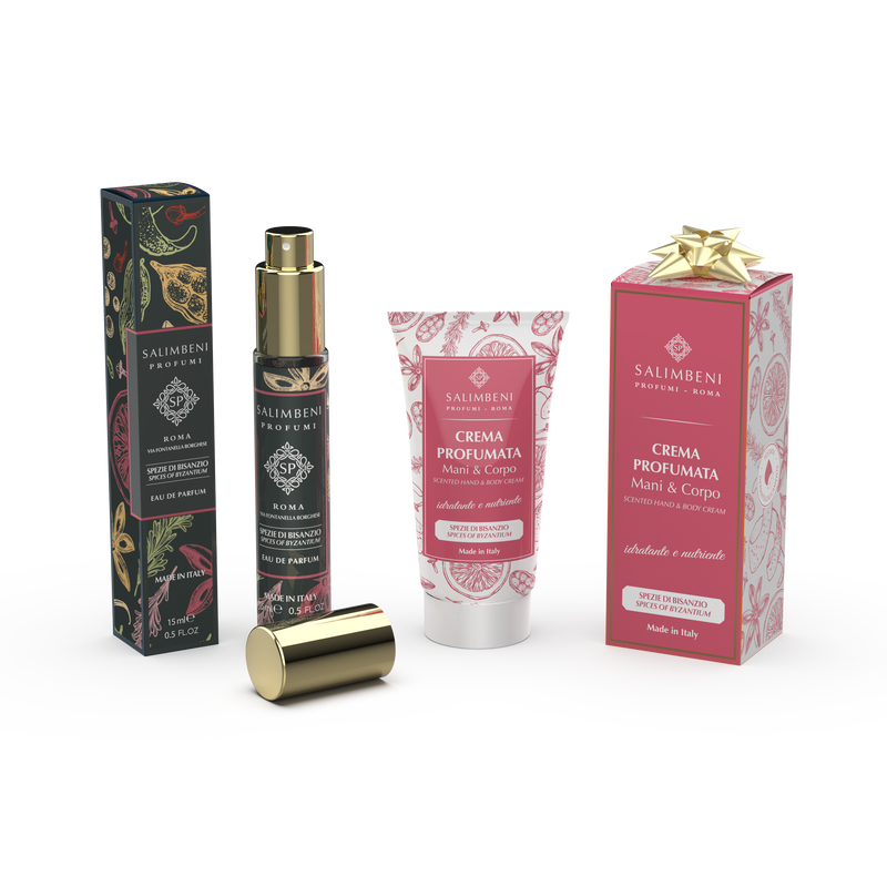 Reiseset: 15ml Eau de Parfum Ihrer Wahl + 50ml parfümierte Hand- und Körpercreme als kostenlose Probe
