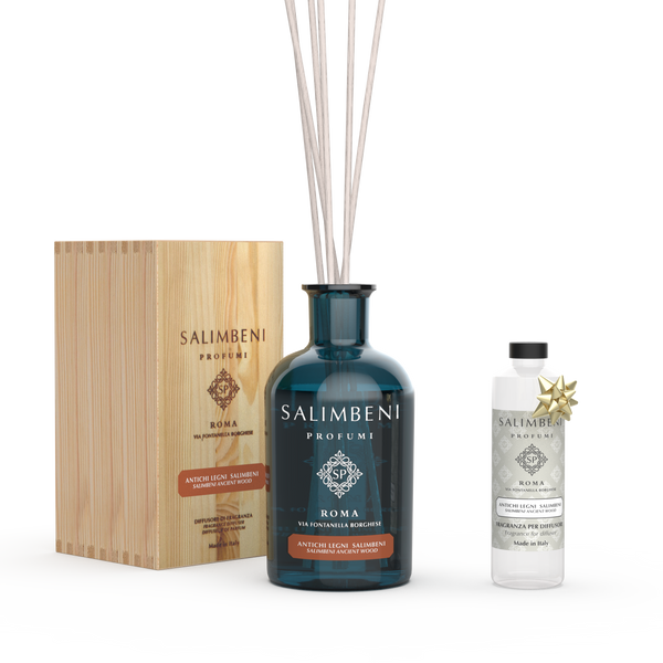 Salimbeni edle Hölzer 1000 ml + 250 ml Nachfüllpackung für Duftstäbchen - Salimbeni edle Hölzer als kostenlose Probe