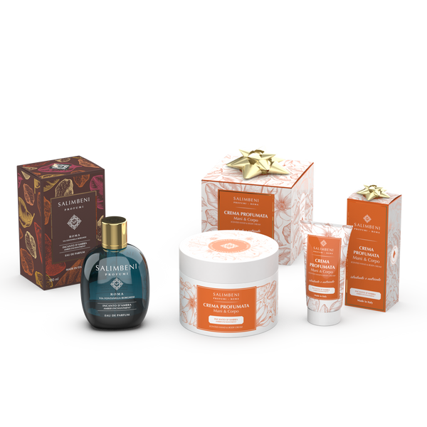 100ml Eau de Parfum Ihrer Wahl + 200ml parfümierte Hand- und Körpercreme als kostenlose Probe + 50ml parfümierte Hand- und Körpercreme als kostenlose Probe