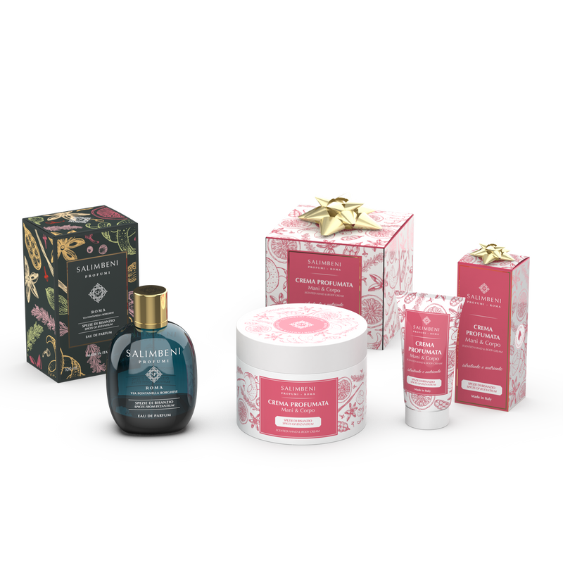 100ml Eau de Parfum Ihrer Wahl + 200ml parfümierte Hand- und Körpercreme als kostenlose Probe + 50ml parfümierte Hand- und Körpercreme als kostenlose Probe