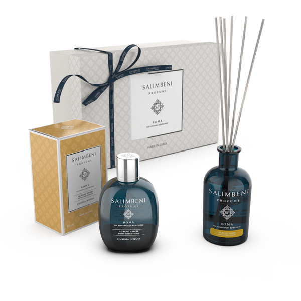 Geschenkbox Ihrer Wahl  (100 ml Eau de Cologne Intense + 100 ml Duftstäbchen)